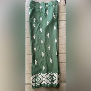 Zara Green Embroidered Pants with Cream Motif